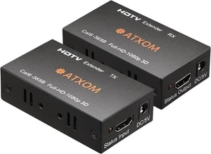 Extensor HDMI a través de Ethernet, cable LAN Cat 5e/6/7, hasta 200 pies, negro - Imagen 1 de 7