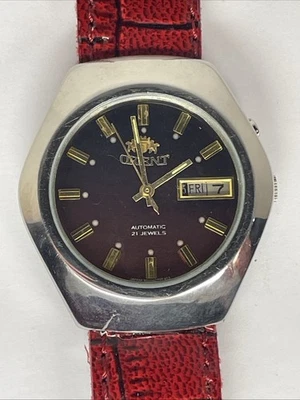 Reloj Orient Japón 21 Joyas Automático Día Fecha Indicador SS Hombre De Colección Foto 1 de 4