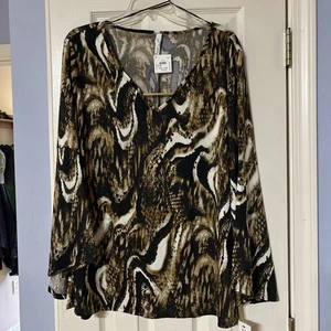 NY Collection Damen 2X Animal Print Neu Edel Sexy Schlangenleder Langarm - Bild 1 von 10