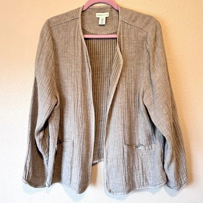Adrienne Vittadini Grey Linen Blazer Jacket Womens XL Casual Lagenlook Basic - Image 1 of 4