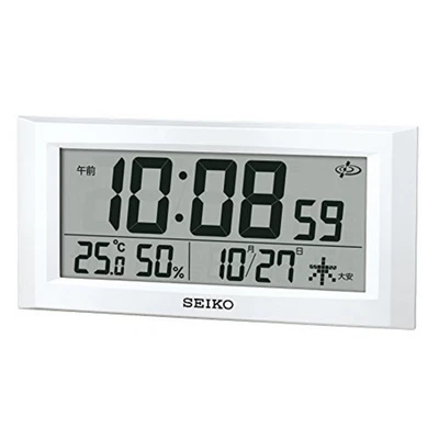 Seiko clocks and digital calendar temperature White Pearl GP502W F/S w/Tracking# - Image 1 of 4