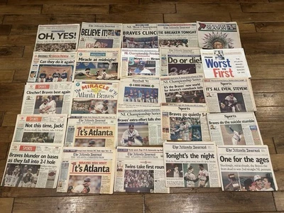 Lot of 26 vintage Atlanta Braves AJC newspapers from 1991 & 1992 World Series - Image 1 of 4