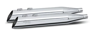 RC Components Chrome RCX 4" Slash Up Chrome Slip On Mufflers Harley FLH 95-16 - Picture 1 of 1