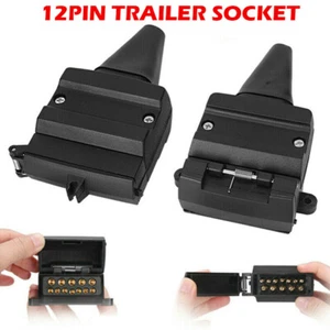 12 Pin Flat Trailer Socket Plug Set Connector Trailer Caravan Camper Adaptor NEW - Picture 1 of 9