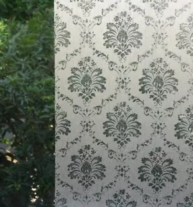 "Películas para ventana decorativas estáticas sin pegamento Damasco para vidrio 17,7""x78,7" - Imagen 1 de 8