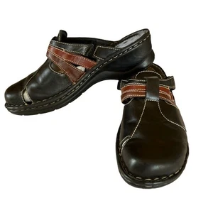 Josef Seibel Black with Brown Trim Clogs, US size 9, Euro Size 40 - Picture 1 of 4