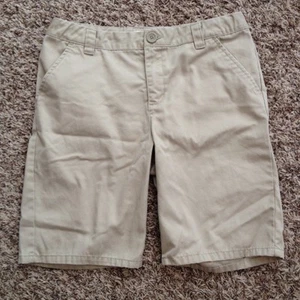 Girl's Flat Front School Uniform Khaki Shorts Youth Size 14 + Adjustable Waist - Picture 1 of 6