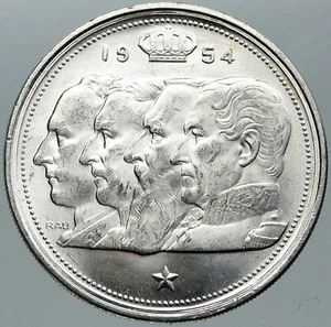 1954 BELGIUM Kings Leopold I II III & Albert I OLD Silver 100 Francs Coin i88594 - Picture 1 of 3