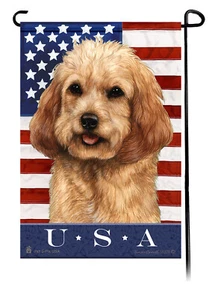 Patriotische USA Gartenflagge - Buff Cockapoo 043A - Bild 1 von 1