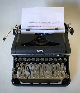 Vintage Royal Companion tragbare Schreibmaschine mit original Tweed Koffer um 1940 - Bild 1 von 12