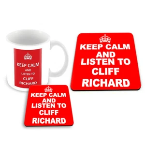 Keep Calm & Listen to Cliff Richard Glossy Ceramic Novelty Mug/Coaster/Mousemat - Picture 1 of 27