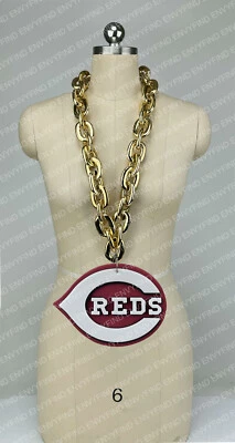 New MLB CINCINNATI REDS Jumbo Big GOLD Fan Chain Necklace Foam - Image 1 of 3