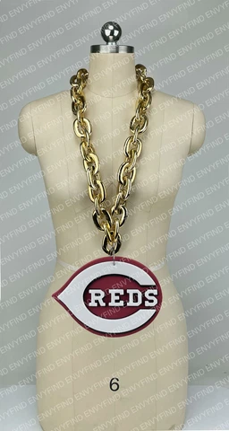 New MLB CINCINNATI REDS Jumbo Big GOLD Fan Chain Necklace Foam Cover