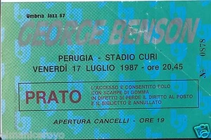 BIGLIETTO CONCERTO GEORGE BENSON PERUGIA STADIO CURI UMBRIA JAZZ 17 LUGLIO 1987 - Picture 1 of 1