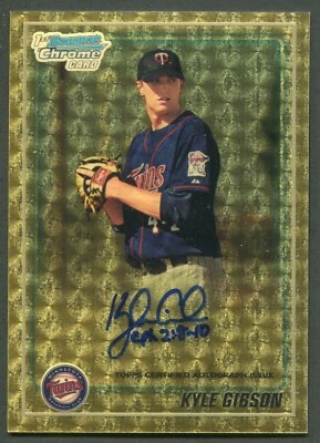 Kyle Gibson 2010 Bowman Chrome Prospects Superfractors autógrafo automático radiocontrol novato Foto 1 de 2