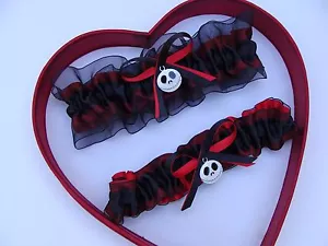 New Red Black Nightmare Before Christmas Jack Skellington Wedding Garter - Bild 1 von 1