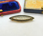 Mourning Hair Enamel 9ct Gold Brooch Pin Inscribed Eliza Bentley 1917 Antique Ed