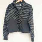 Varley Jacket Small Napoli Sherpa Fuzzy Cozy Warm Animal Stripe Gray & Black