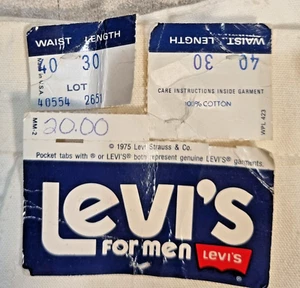 VINTAGE LEVIS FOR MEN WHITE SUMMER BOATING YACHT PANTS NEW WITH TAGS 40"W 30" L - Picture 1 of 12