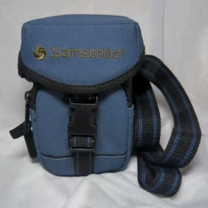 Samsonite Small Camera Bag Case Blue Shoulder Strap Belt Strap Logo 6x3.5x2.5 - Picture 1 of 7