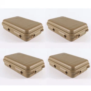 4pcs Brown Plastic Sealed Storage Box Waterproof Case Dust-proof Dry Outdoor US - Picture 1 of 5