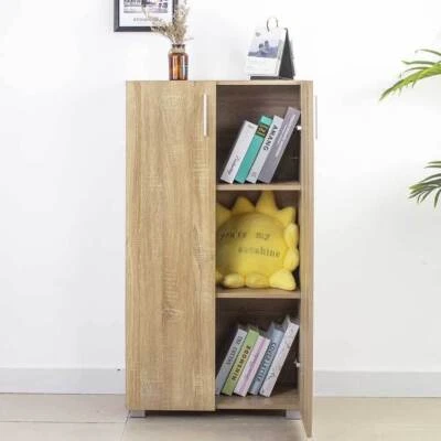 BAKAJI Mobile Ufficio Archiviazione documenti Armadio 3 Ripiani Due Ante Quercia 115 cm