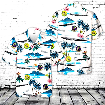 US Air Force RC-135S Cobra Ball 55th Wing, 45th Reconnaissance Hawaiian Shirt - Image 1 of 2