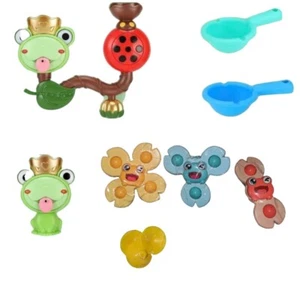 Fun Frog Toy Shower Spray Water Kit Bathtub Spin Wall Toddler Kids 9 Pc - Picture 1 of 17