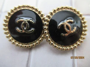 CHANEL 2 BUTTONS  20 MM, GOLD tone black, metal   THIS IS FOR 2 - Picture 1 of 3