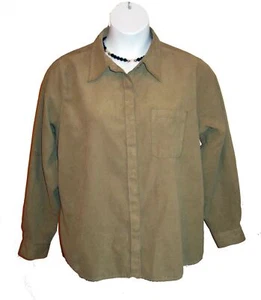 Tan Moleskin Shirt Plus Size 14 14W 16 16W Blouse VENEZIA TOP Beige L/S Layer 0X - Picture 1 of 5