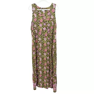 Abito donna Jill floreale maxi L senza maniche cottagecore marrone rosa taglia large - Foto 1 di 10