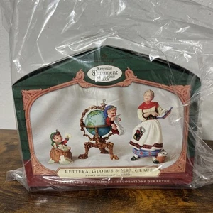 HALLMARK KEEPSAKE 3 PIECE ORNAMENT SET - LETTERA, GLOBUS & MRS. CLAUS 2001 - Picture 1 of 6