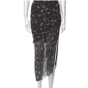 Falda midi barba Verónica Mae cordón seda acanalada mujer talla 10 negra floral - Imagen 1 de 12