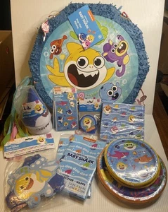 Decorazioni festa tema squalo bambino - compleanno - pinkfong - sufficiente per 16 ospiti - Foto 1 di 10