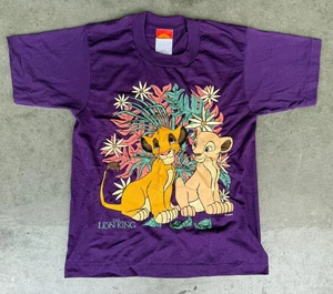 T-shirt viola vintage bambino taglia 14-16 LION KING SIMBA punto singolo - Foto 1 di 5