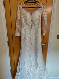 Ivory Bridal Dress Mermaid Wedding Dress With Full Sleeves Embroidery Long Train - Picture 1 of 10