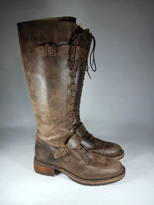 SUNDANCE L-MOORLAND Knee-High Tall Riding Boots Distressed Leather Womens 9.5 - Image 1 of 4