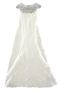 Abito lungo Ranna Gill Anthropologie 100% seta avorio perline gioiello diamante perla 0 - Foto 1 di 6