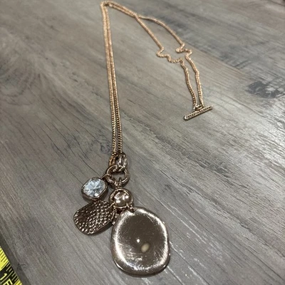 Premier Designs Jewelry Modern Luxe Necklace Rose Gold Tone Chain & Charms - Image 1 of 4