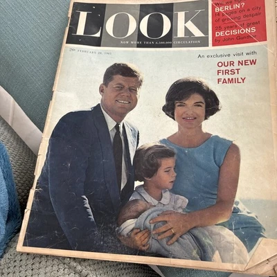Vintage Look Magazine February 28 1961 JFK and 1st Family Jackie Kennedy 106 pgs - Image 1 of 3