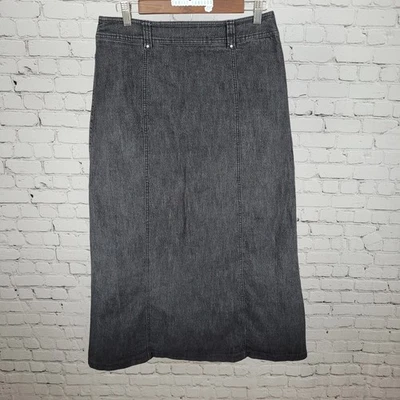 Gerry Weber Grey Denim Embellished Back Pockets Unlined Jean Maxi Skirt Size 10 - Image 1 of 4