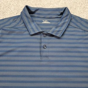 Under Armour Shirt Mens XXL Blue Striped Short Sleeve Polo Golf HeatGear - Picture 1 of 8