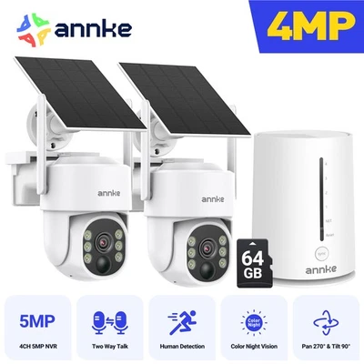 Batería solar ANNKE 4MP WIFI PT color sistema de cámara de seguridad conversación bidireccional con 64 GB Foto 1 de 4