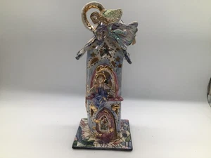 Blue Sky Clayworks Heavens Angels House Candle Tea Lite Soporte con Base Arte Firmado - Imagen 1 de 12