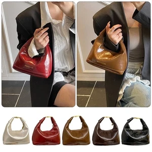 Solid Color Shoulder Bags PU Handbags Retro Underarm Bags Women Girls - Picture 1 of 17