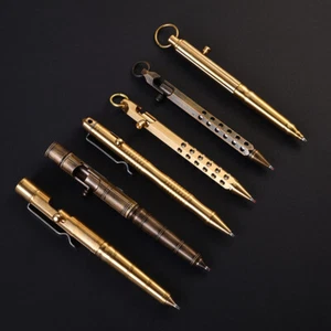 Quality Solid Brass Bolt Action Ball Point Pen Copper Art Craft Pocket EDC Gift - Picture 1 of 22