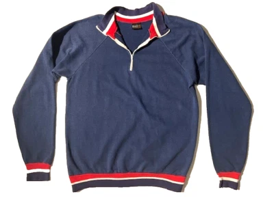 Sudadera deportiva vintage años 70 SEARS para hombre EE. UU. polar 1/4 cremallera pulóver talla L Foto 1 de 4