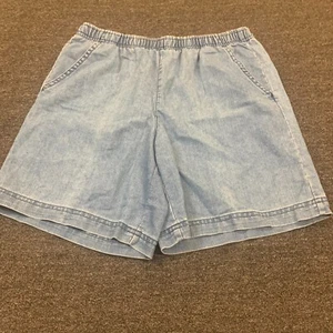 White Stag High Rise Chambray Mom Shorts - Womens Size S Blue - Picture 1 of 8