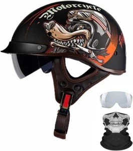 German Motorcycle Half Helmet Visor Quick Release Dot Approved Helmet Buckle - Picture 1 of 10
