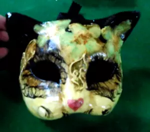 Paper Mache Cat Reflection Masks Festival Venetian Signed by Artist Made Italy - Picture 1 of 5